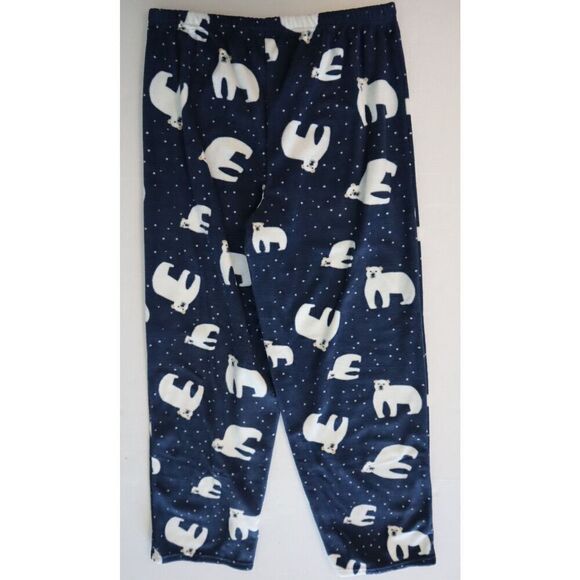 Leveret Men's Sz Large Blue Polar Bear Cotton Top Fleece Pants Pajama Set - Picture 9 of 15